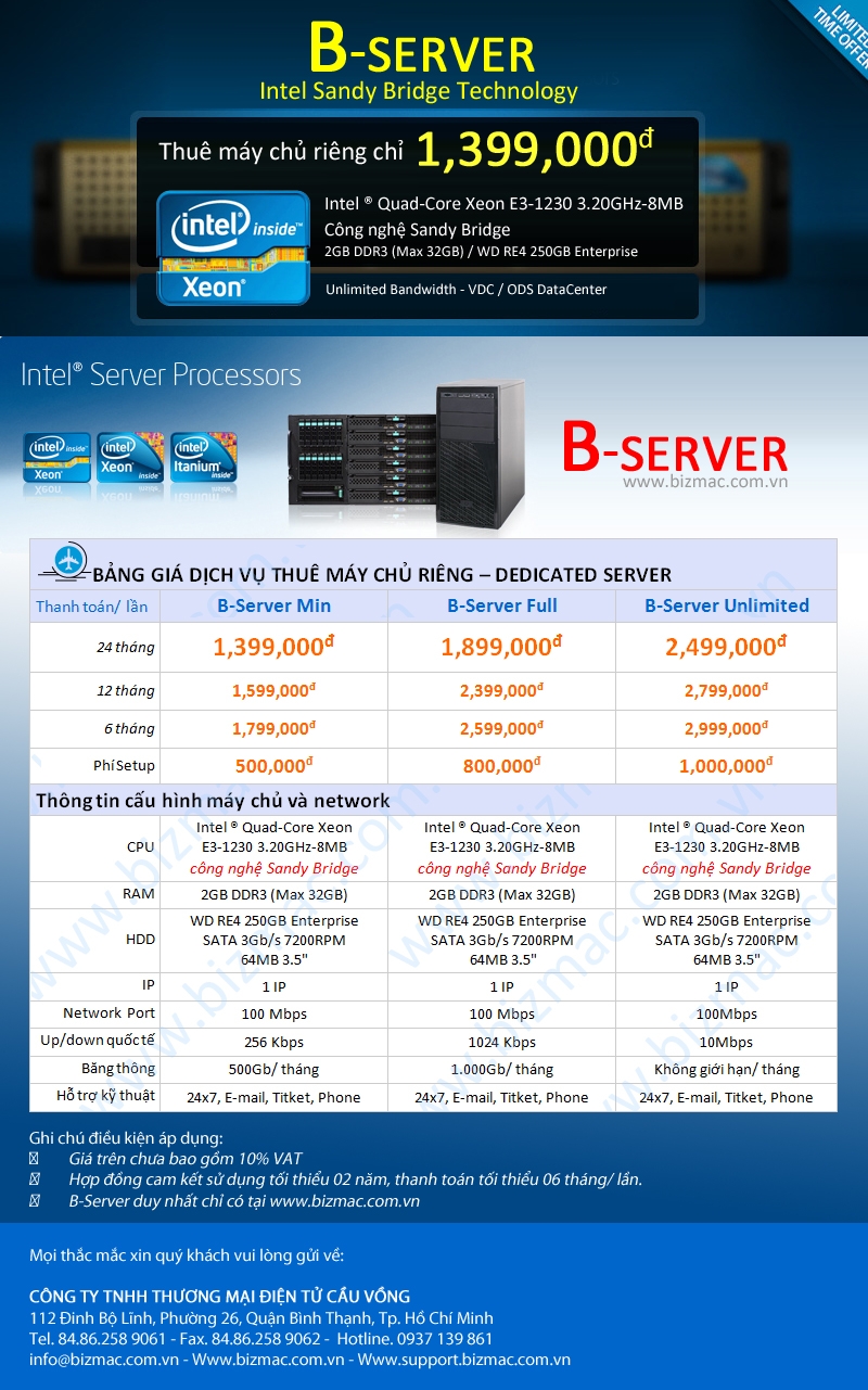 Khuyến mãi cực lớn khi thuê máy chủ tại BizMaC